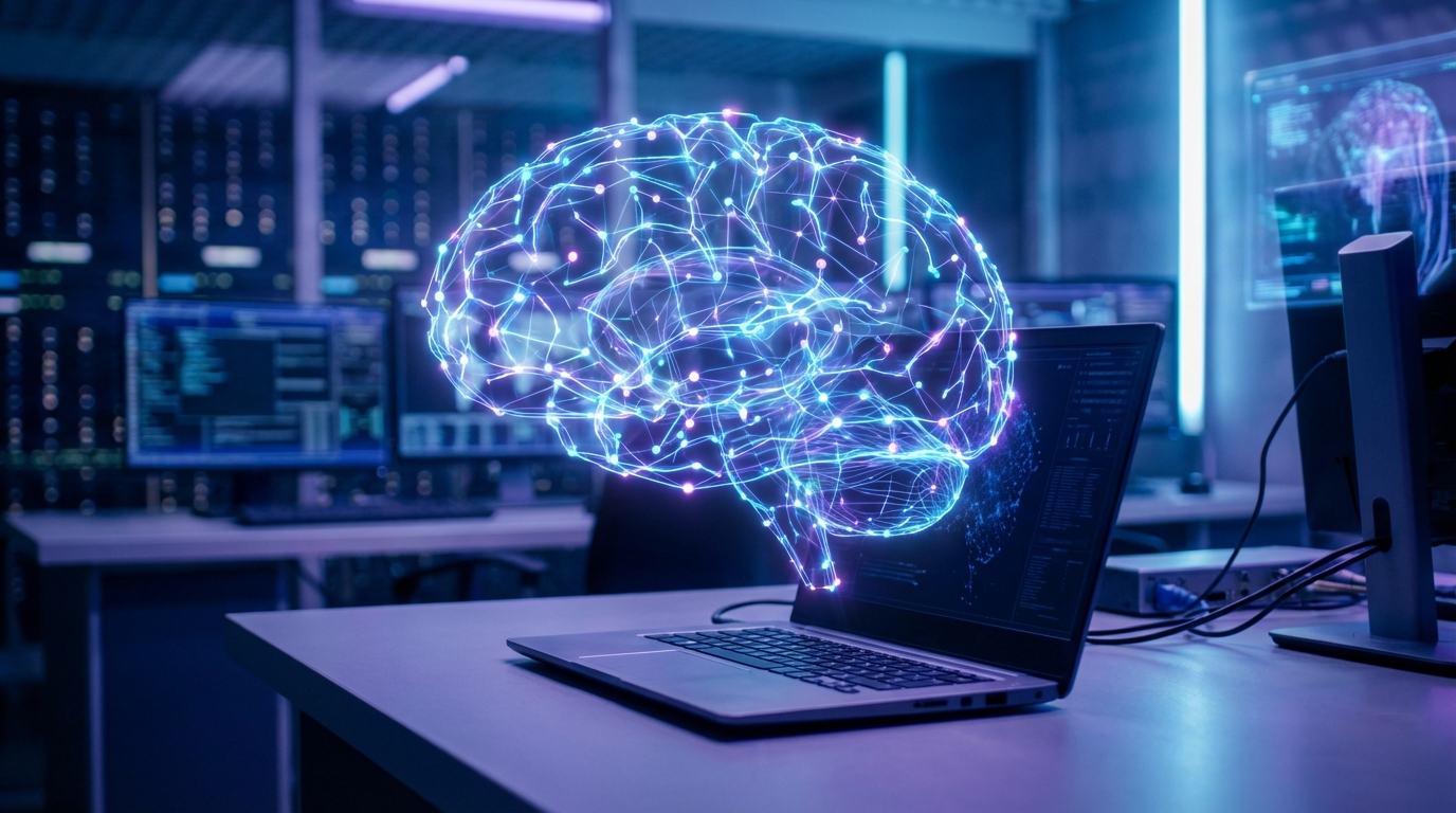 Intelligence Artificielle dans un bureau moderne